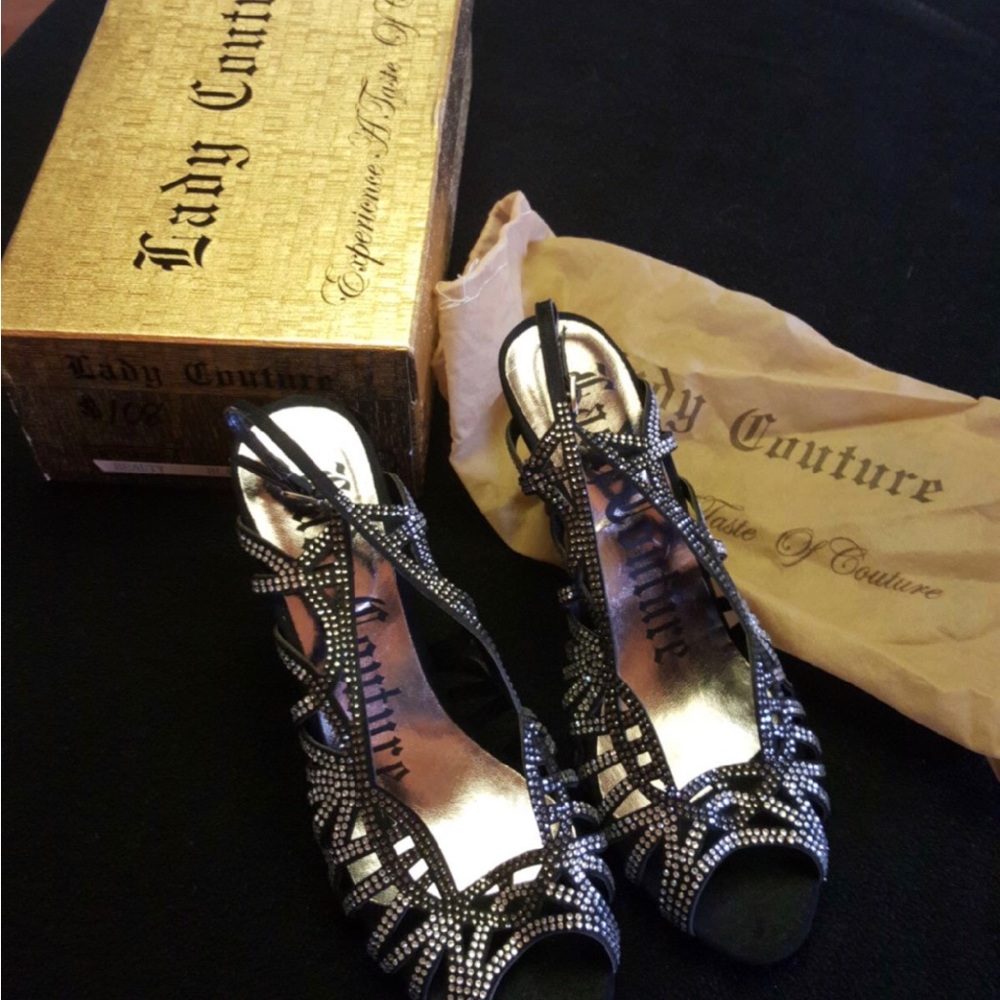 Lady Couture Black and Silver Women's Shoes, New 8.5